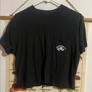 Black Graphic Tee with Pocket